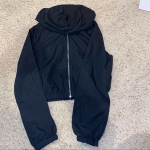 Cropped black with gold zip up jacket size medium romwe. Never worn (no tags).